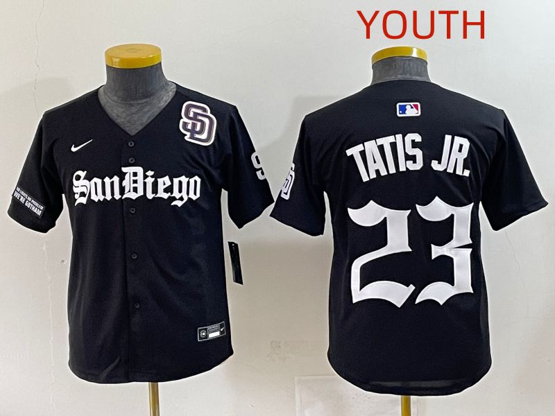 Youth 2025 San Diego Padres #23 Tatis jr Black Five generations Joint Name Nike MLB Jersey style 17